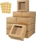60 Kraft Bakery Boxes with Window, 6×6×3 in, for Cookies & Pastries